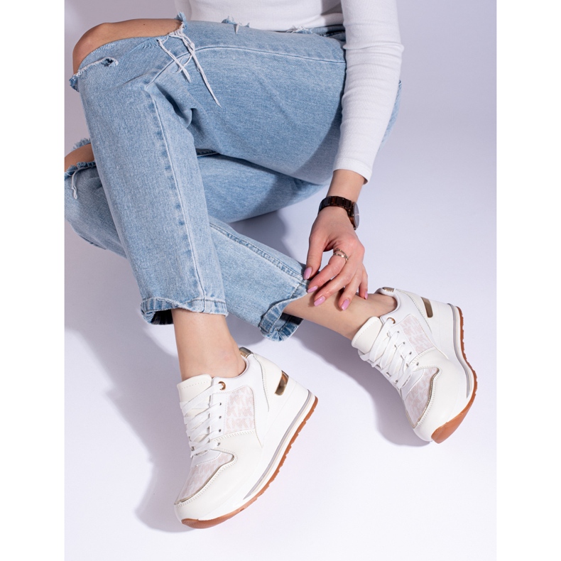 Baskets compensées Shelovet crème, femmes beige 1