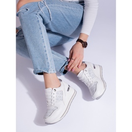 Baskets compensées femme Shelovet blanc 1