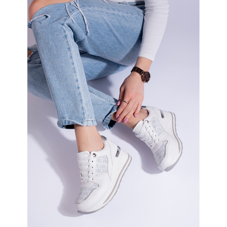 Baskets compensées femme Shelovet blanc 1