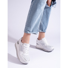 Baskets compensées femme Shelovet blanc 2