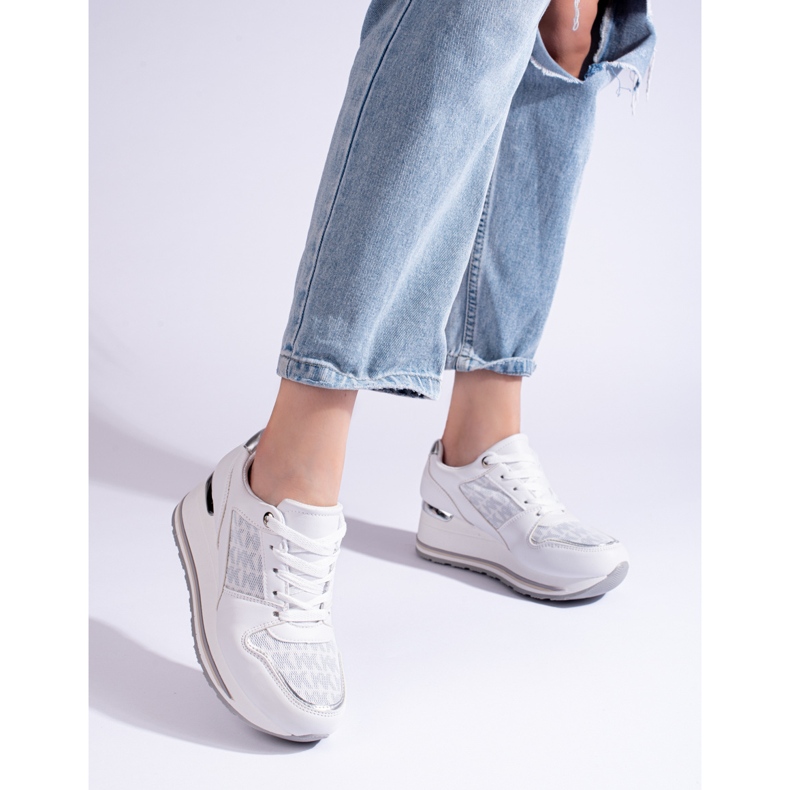 Baskets compensées femme Shelovet blanc 2