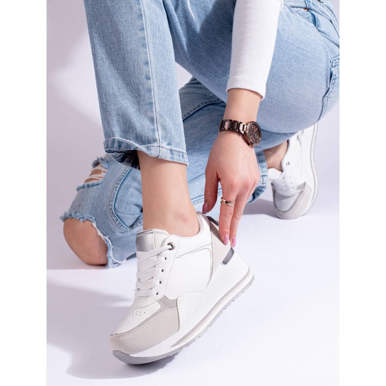 Baskets compensées blanches Shelovet 2