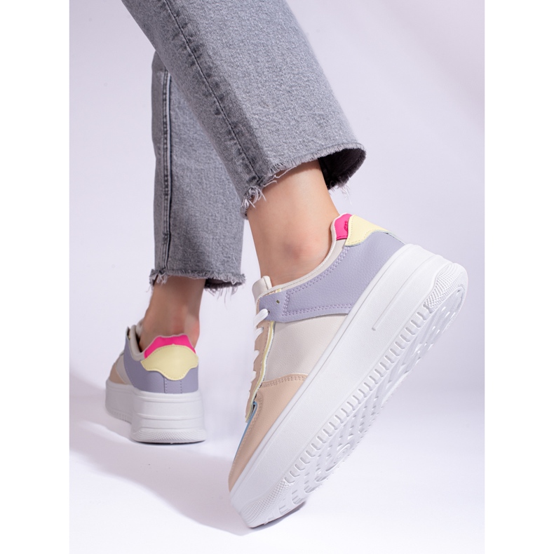 Baskets multicolores sur épaisse plateforme Shelovet beige 1 Baskets multicolores sur épaisse plateforme Shelovet beige 1