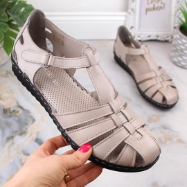 Sandales plates en cuir pour femme T.Sokolski A88 beige 1