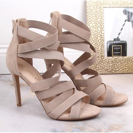 Sandales à talons hauts en daim beige pour femme Potocki LE20016 2