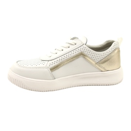 Baskets en cuir à lacets blanc et doré Evento 23PB08-5389 2