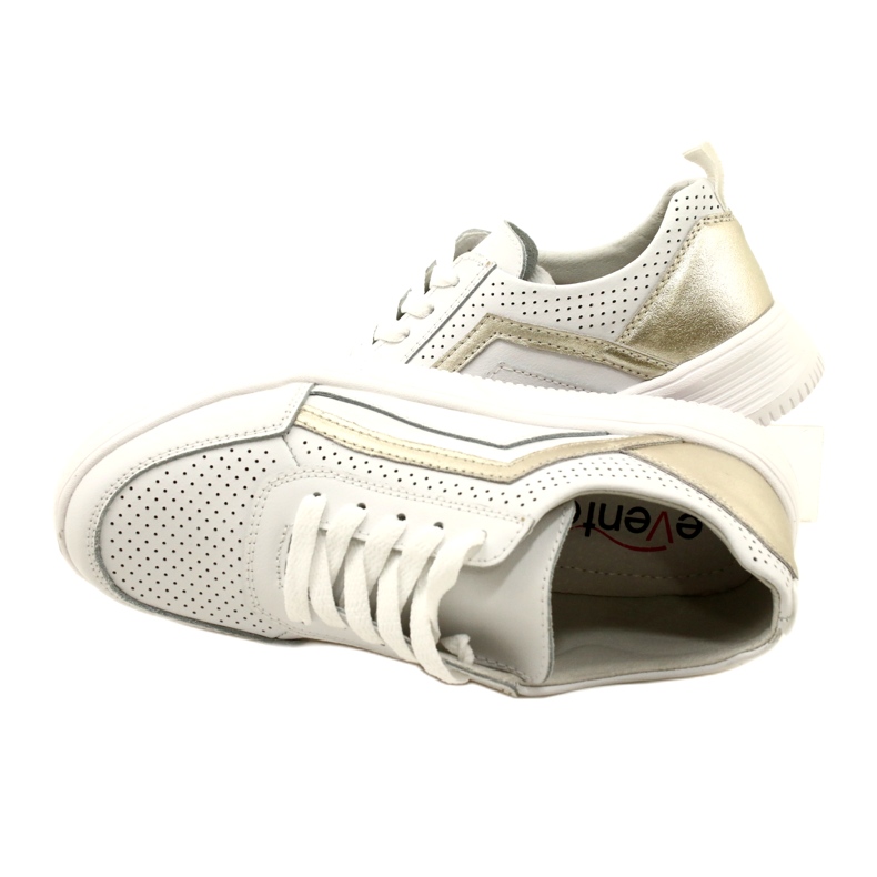 Baskets en cuir à lacets blanc et doré Evento 23PB08-5389 6