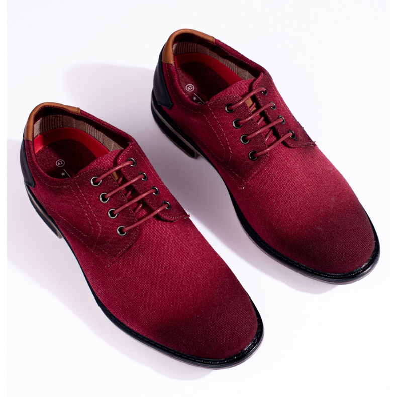 Chaussures textile homme Shelovet bordeaux rouge 2