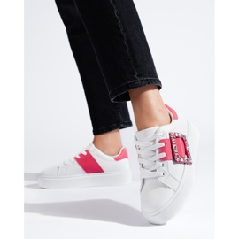 Baskets blanches pour femme avec empiècement Shelovet rose 1