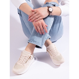 Baskets compensées femme beige Shelovet 1