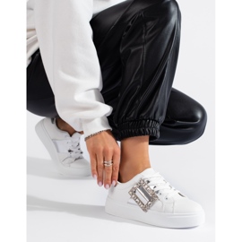 Baskets blanches pour femme avec empiècement Shelovet argenté 1