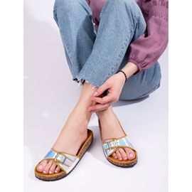 Claquettes en liège holographique jaune Shelovet 1