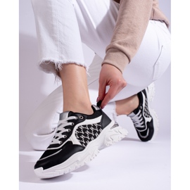 Baskets femme sur semelle épaisse noir et blanc Shelovet le noir 2