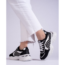 Baskets femme sur semelle épaisse noir et blanc Shelovet le noir 1