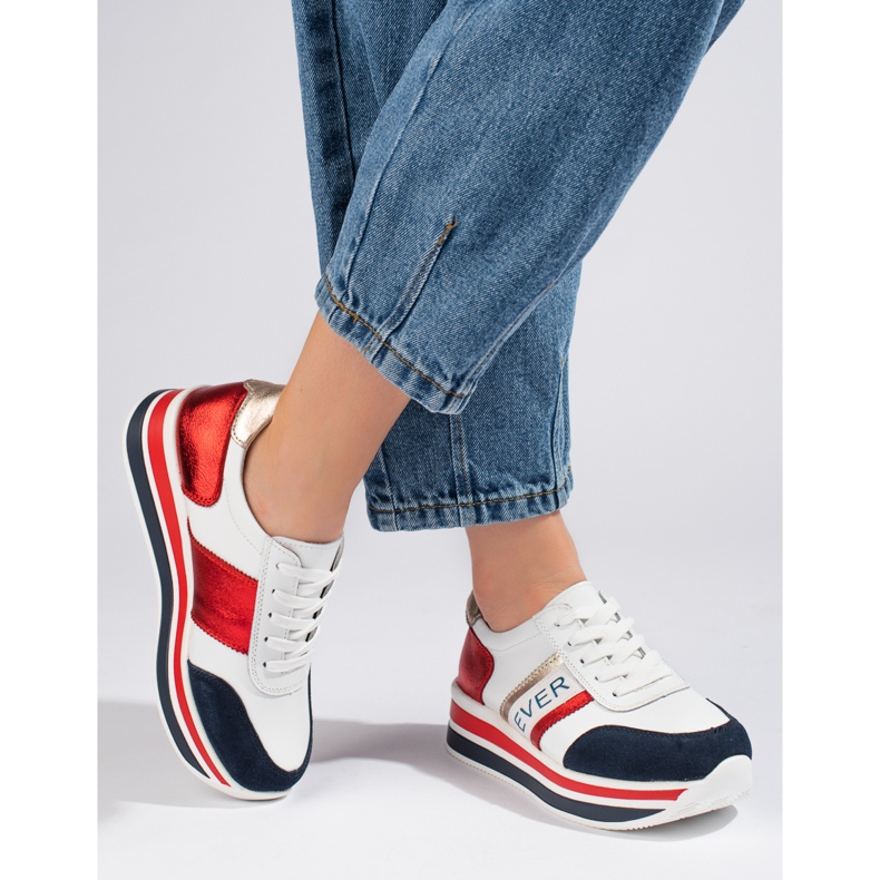Baskets Shelovet Chunky Sole Blanc &amp; Bleu Marine 1