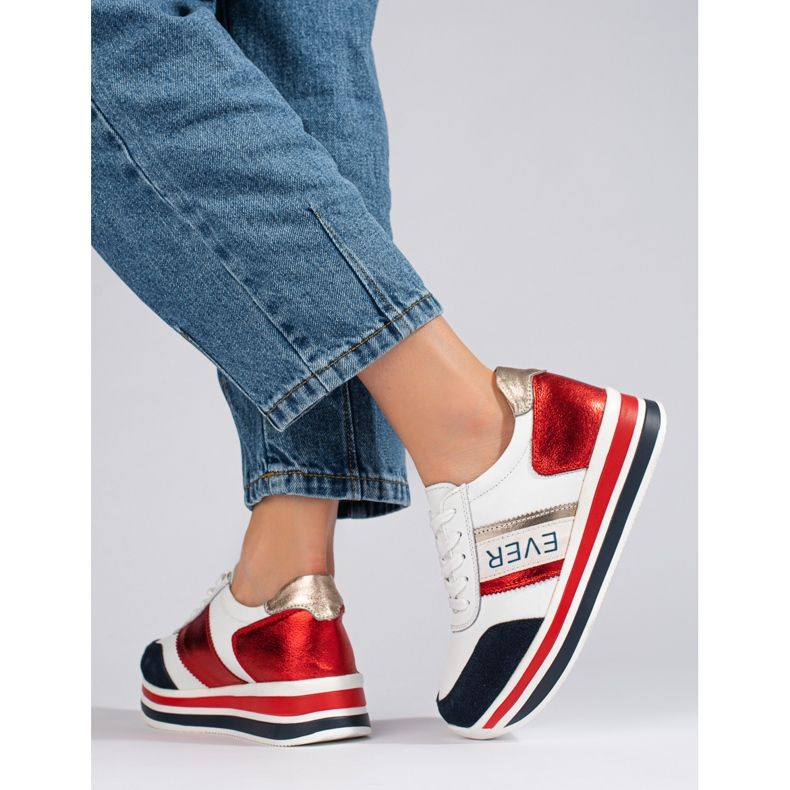 Baskets Shelovet Chunky Sole Blanc &amp; Bleu Marine 2