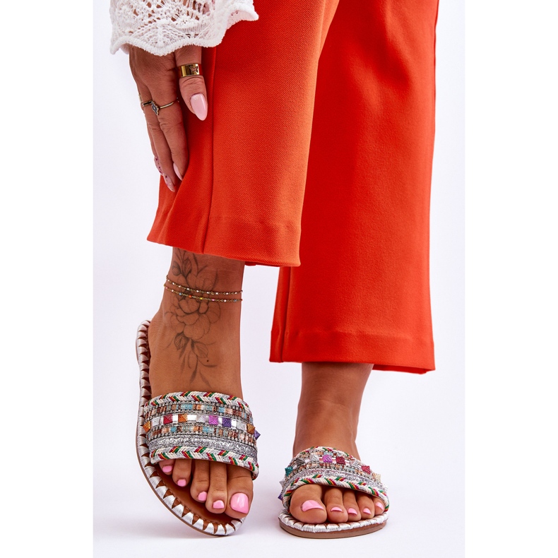 Sandales Agrémentées Femme Blanc Bellisa argent 1 Sandales Agrémentées Femme Blanc Bellisa argent 1