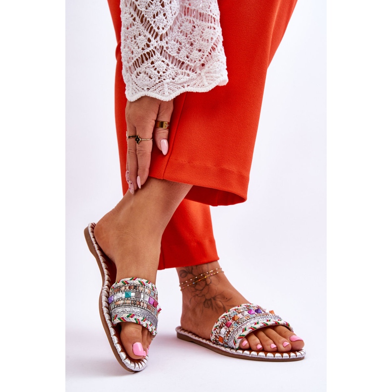 Sandales Agrémentées Femme Blanc Bellisa argent 2 Sandales Agrémentées Femme Blanc Bellisa argent 2