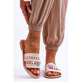 PS1 Chaussons Femme Tressés Ornés Rose Millano 1