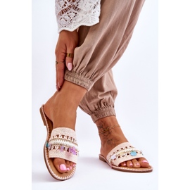 PS1 Chaussons Femme Tressés Ornés Rose Millano 2