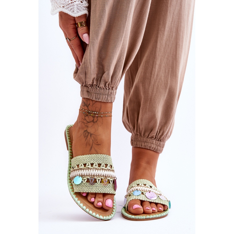 PS1 Chaussons Femme Tressés Ornés Vert Millano 1 PS1 Chaussons Femme Tressés Ornés Vert Millano 1