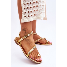 Sandales Femme Avec Coquillages Décoratifs Doré Verdem d'or 1