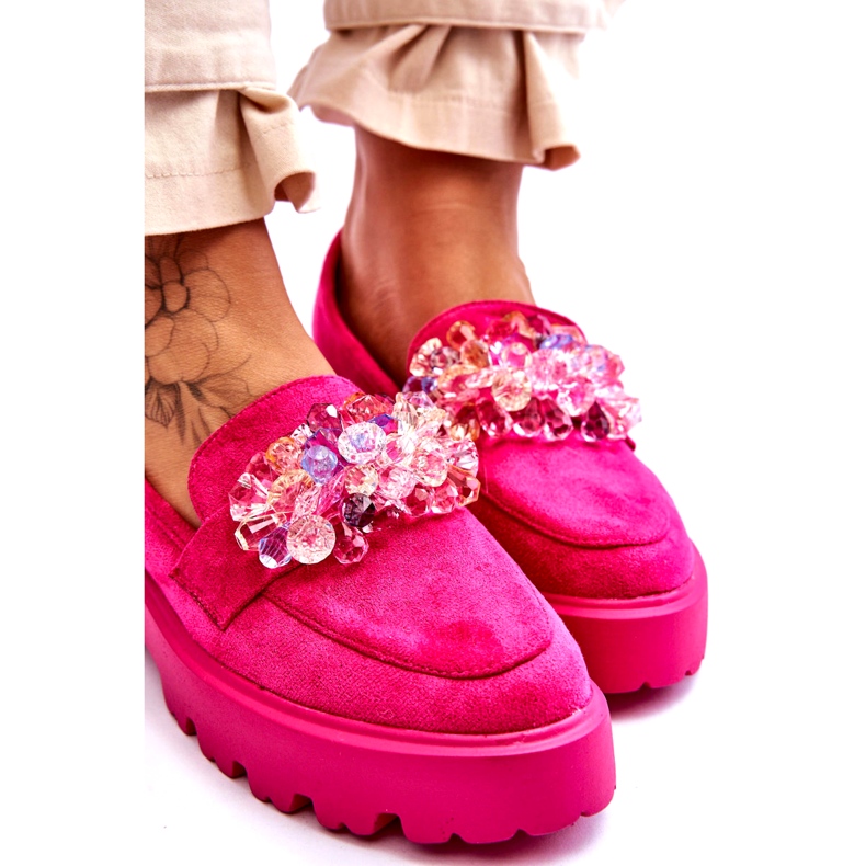 Bestelle Mocassins Plateforme Ornés Femme Fuchsia Brenda rose 3