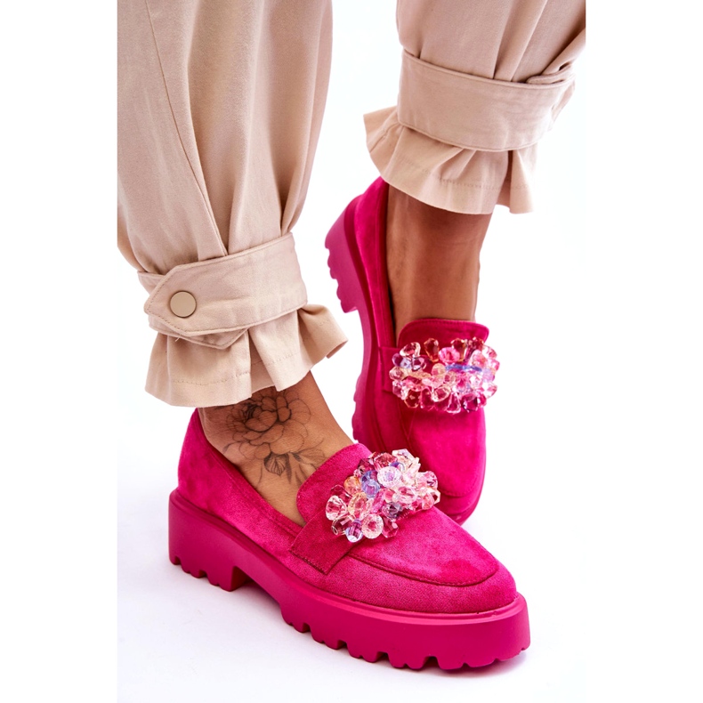 Bestelle Mocassins Plateforme Ornés Femme Fuchsia Brenda rose 2 Bestelle Mocassins Plateforme Ornés Femme Fuchsia Brenda rose 2