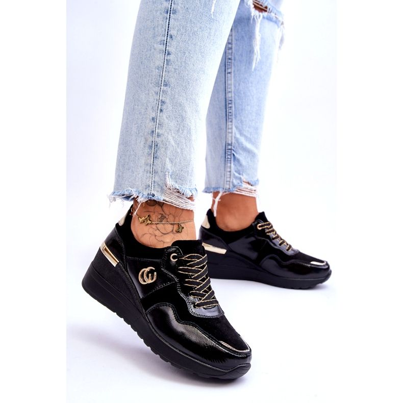 S.Barski Chaussures de Sport Compensées en Cuir pour Femme Noir Rebeca le noir 3 S.Barski Chaussures de Sport Compensées en Cuir pour Femme Noir Rebeca le noir 3