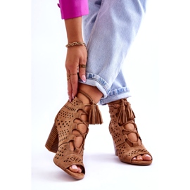 FB1 Bottes à talons hauts camel Letya ajourées beige 2
