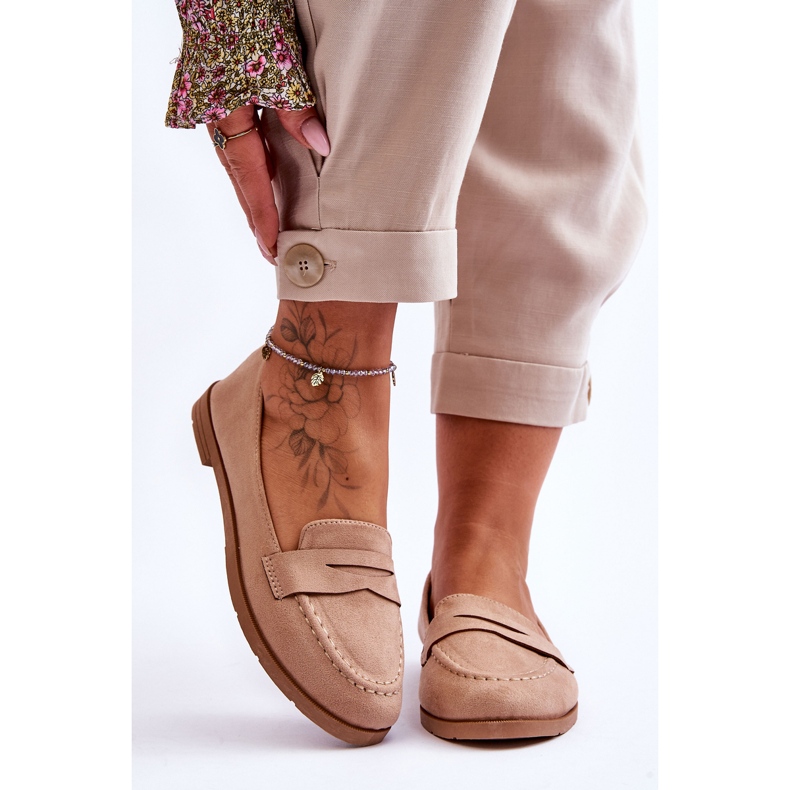 PS1 Mocassins Confortables en Daim pour Femme Beige Foncé Lucca 1