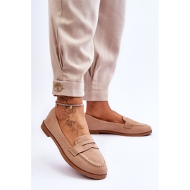 PS1 Mocassins Confortables en Daim pour Femme Beige Foncé Lucca 3
