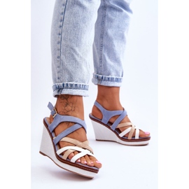 Sandales Compensées À Rayures Bleues Ellen 3