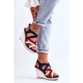 Sandales Compensées À Rayures Bleu Marine Ellen multicolore 4