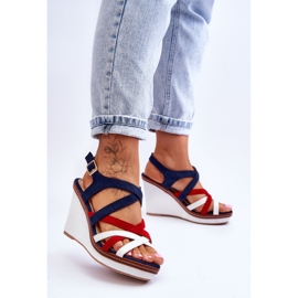 Sandales Compensées À Rayures Bleu Marine Ellen multicolore 3