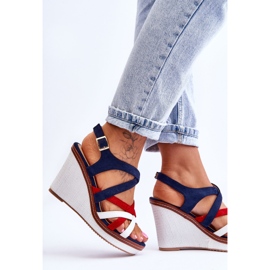 Sandales Compensées À Rayures Bleu Marine Ellen multicolore 5