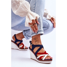Sandales Compensées À Rayures Bleu Marine Ellen multicolore 6