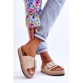 PS1 Sandales pour femmes sur une plate-forme décorée Beige Joyce 2