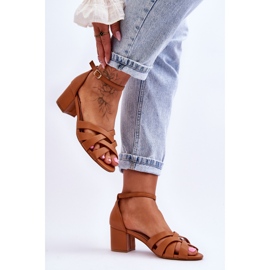 PS1 Sandales Confortables Petits Talons Camel Camelia brun 4
