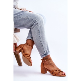 PS1 Sandales Confortables Petits Talons Camel Camelia brun 5