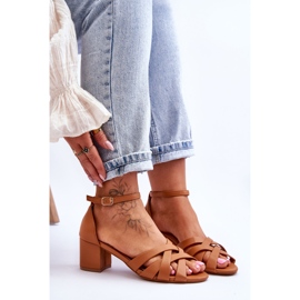 PS1 Sandales Confortables Petits Talons Camel Camelia brun 6