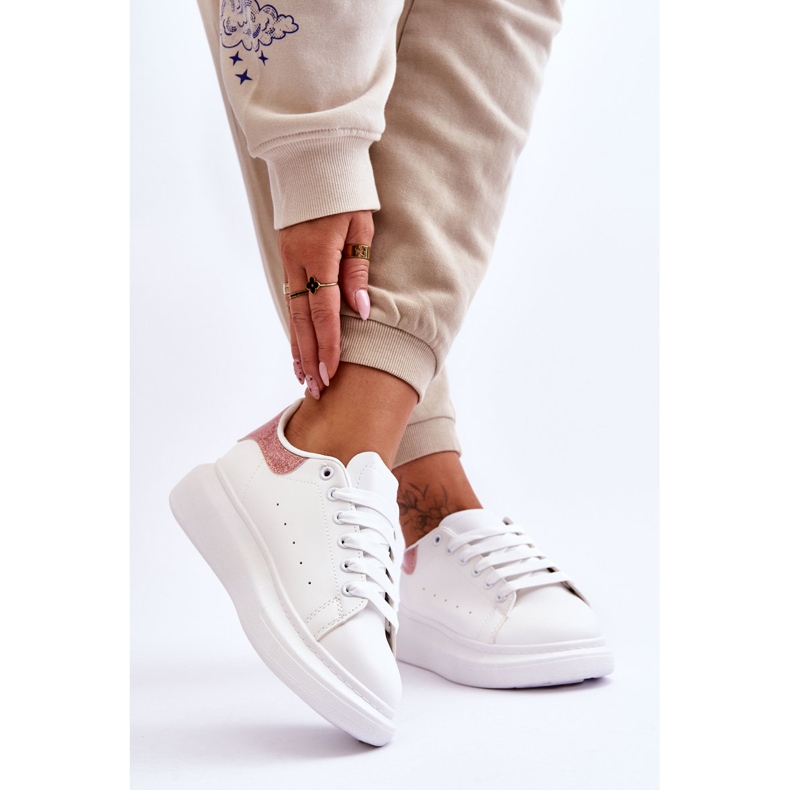 Chaussures De Sport Pour Femme Sur Plateforme Pailletée Blanc-Rose Eliso blanche 2 Chaussures De Sport Pour Femme Sur Plateforme Pailletée Blanc-Rose Eliso blanche 2