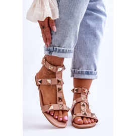 Sandales Cuir Femme Gros Clous Nude Mishigan rose 1 Sandales Cuir Femme Gros Clous Nude Mishigan rose 1