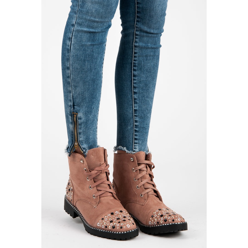 Ideal Shoes Travailleurs du daim rose 1