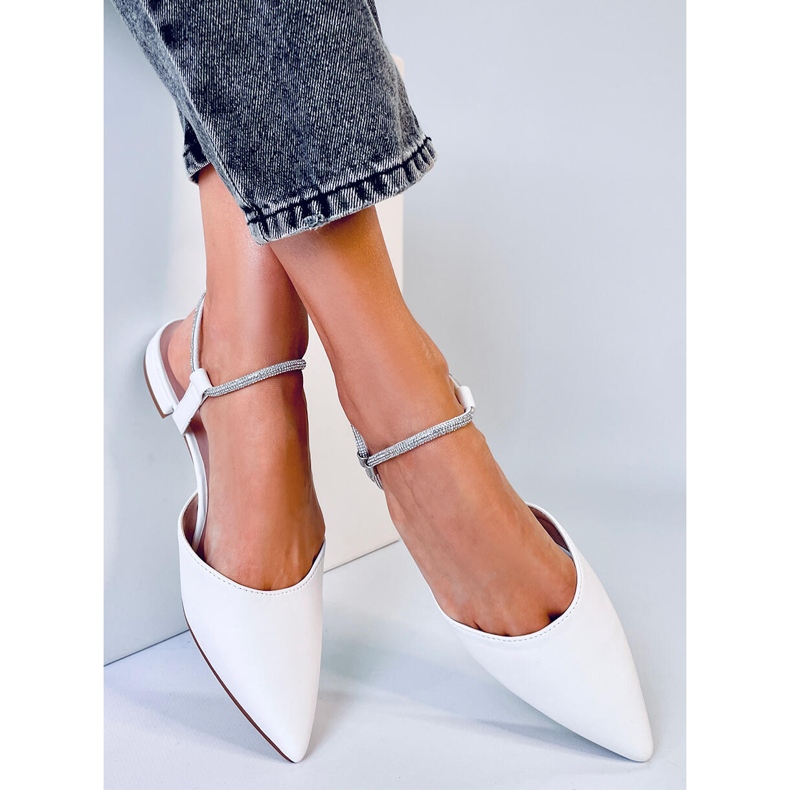 BM Ballerines à talon ouvert de Durie White blanche 2