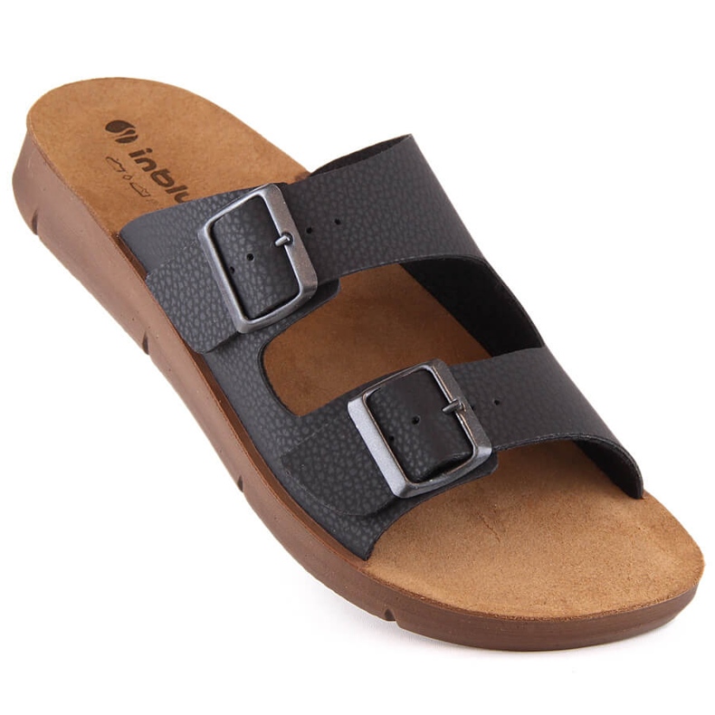 Chaussons confortables pour hommes avec boucles noires Inblu CM000028-014 1