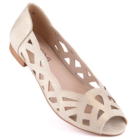 Ballerines femme dorées ajourées Jezzi ASA136-8 d'or 1