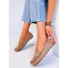 BM Anaya Mocassins femme en daim Kaki beige 1