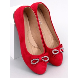 BM Benoit Ballerines en daim nœud rouge 4