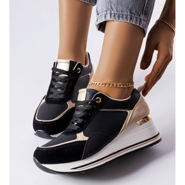 Baskets compensées noires Harvé le noir 1